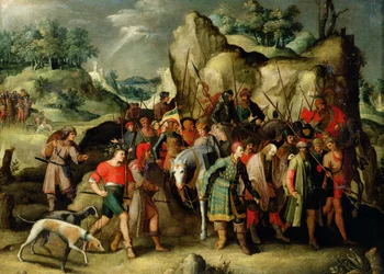 St. Paulus naar Damascus geleid na zijn bekering